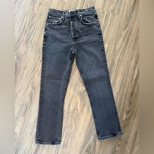 Agolde Riley Straight leg Ankle Charcoal Denim Jeans - 27